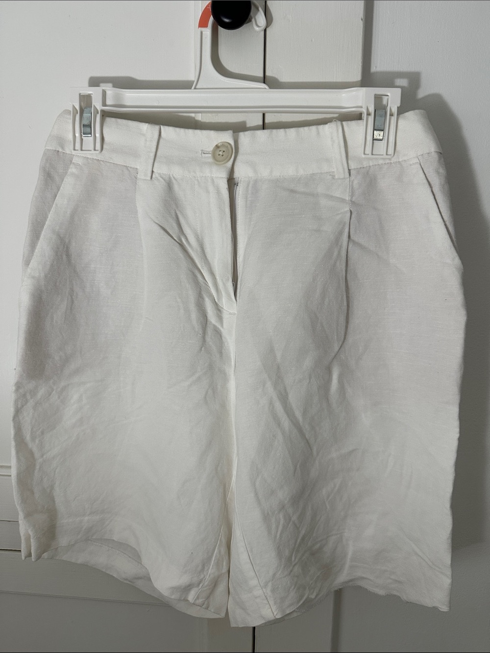 LOFT White Linen Bermuda Shorts
